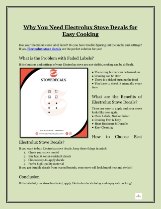 Why You Need Electrolux Stove Decals for Easy Cooking