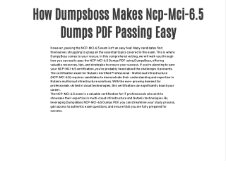 how dumpsboss makes ncp mci 6 5 dumps pdf passing