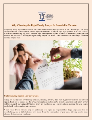 Why Choosing the Right Family Lawyer Is Essential in Toronto