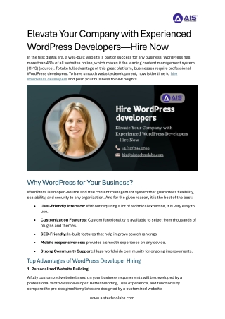 elevate your company with experienced wordpress