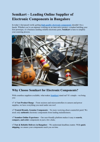 Semikart – Leading Online Supplier of Electronic Components in Bangalore