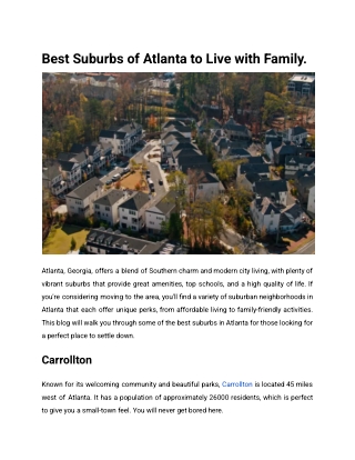 Best Suburbs of Atlanta to Live with Family