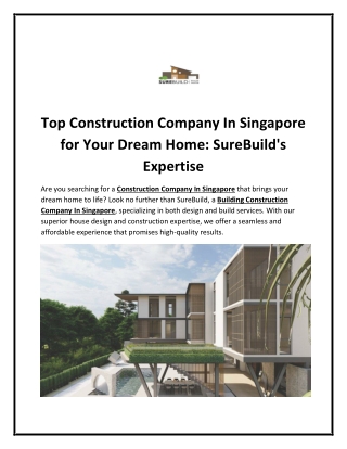 Trusted Building Construction Company in Singapore | SureBuild