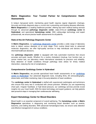 Matrix Diagnostics_ Your Trusted Partner for Comprehensive Health Assessments