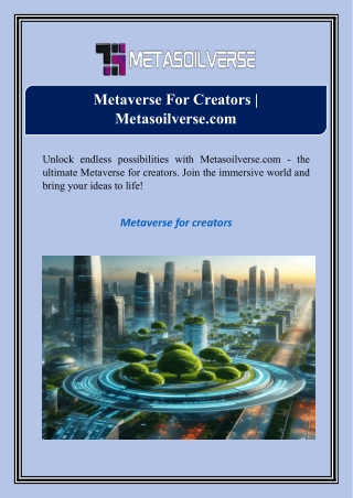 Metaverse For Creators | Metasoilverse.com