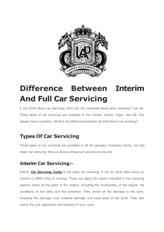 Difference Between Interim And Full Car Servicing