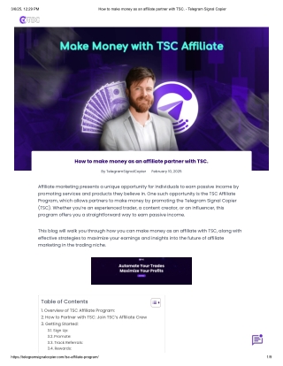 How to make money as an affiliate partner with TSC PDF