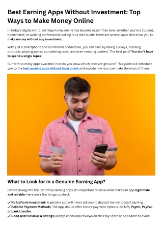 best earning apps without investment top ways
