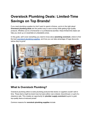 Overstock Plumbing Deals_ Limited-Time Savings on Top Brands