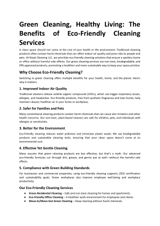 Green Cleaning, Healthy Living The Benefits of Eco-Friendly Cleaning Services.docx