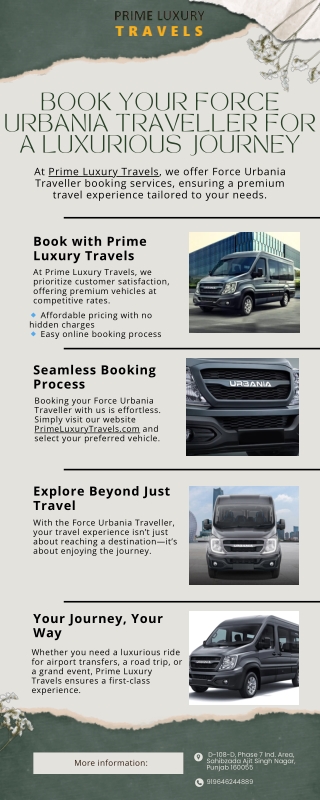 Book Your Force Urbania Traveller for a Luxurious Journey