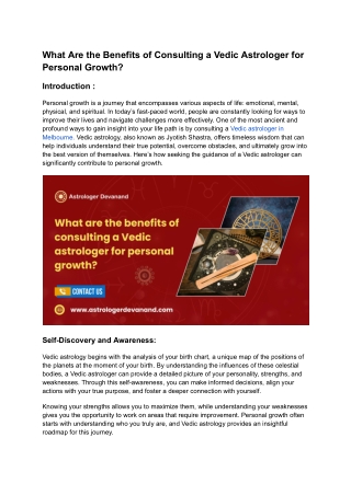 What Are the Benefits of Consulting a Vedic Astrologer for Personal Growth_