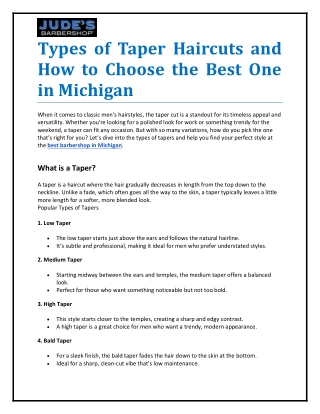 Types of Taper Haircuts and How to Choose the Best One in Michigan