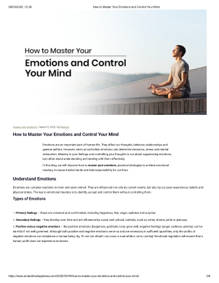 How to Master Your Emotions and Control Your Mind
