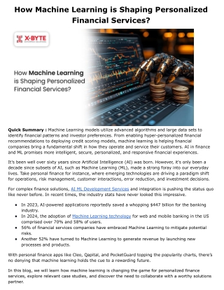 How Machine Learning is Shaping Personalized Financial Services