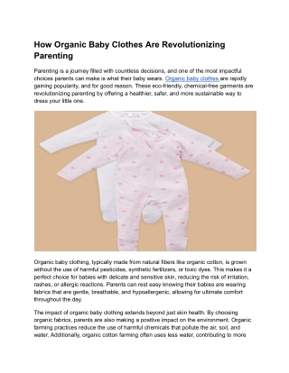 How Organic Baby Clothes Are Revolutionizing Parenting