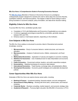 BSc Eco Hons_ A Comprehensive Guide to Pursuing Economics Honours