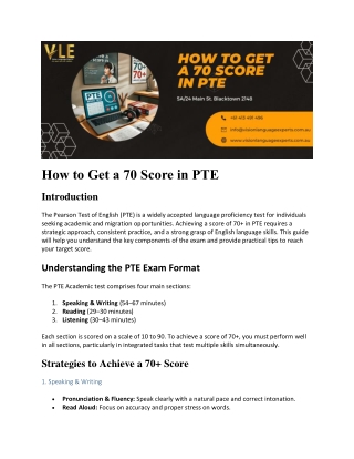 How to Get a 70 Score in PTE