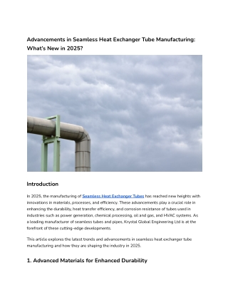 Advancements in Seamless Heat Exchanger Tube Manufacturing_ What’s New in 2025