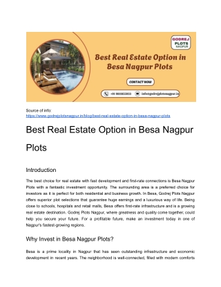 Best Real Estate Option in Besa Nagpur Plots