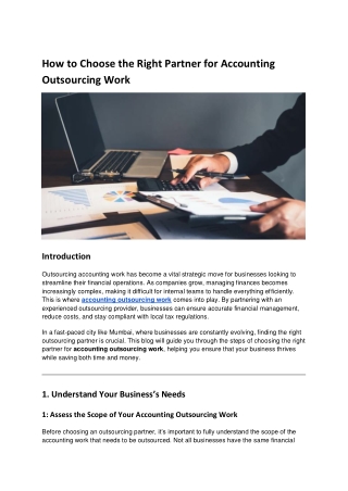 How to Choose the Right Partner for Accounting Outsourcing Work