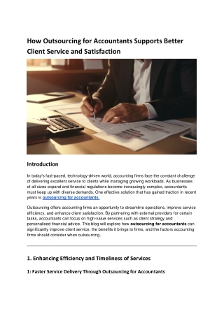 How Outsourcing for Accountants Supports Better Client Service and Satisfaction