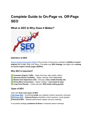 Complete Guide to On-Page vs. Off-Page SEO