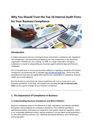 Why You Should Trust the Top 10 Internal Audit Firms for Your Business Compliance