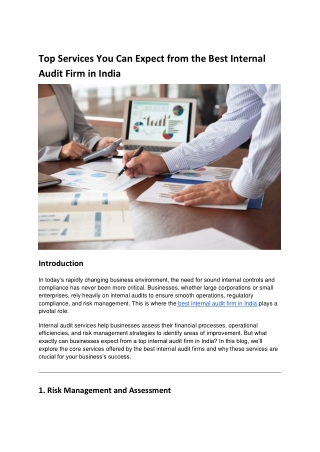 Top Services You Can Expect from the Best Internal Audit Firm in India