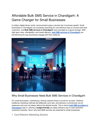 Affordable Bulk SMS Service in Chandigarh - A Game Changer for Small Businesses