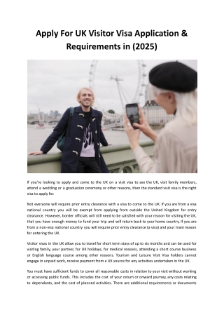 Apply For UK Visitor Visa Application & Requirements in (2025) - My Legal Services