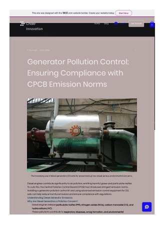 Generator Pollution Control Ensuring Compliance with CPCB Emission Norms
