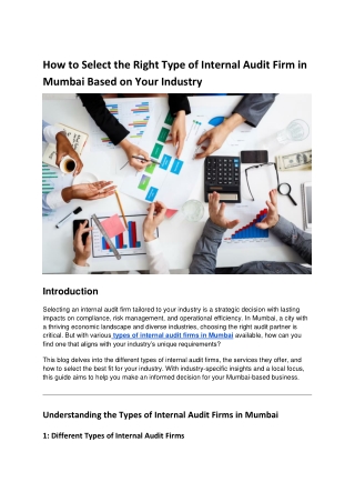 How to Select the Right Type of Internal Audit Firm in Mumbai Based on Your Industry