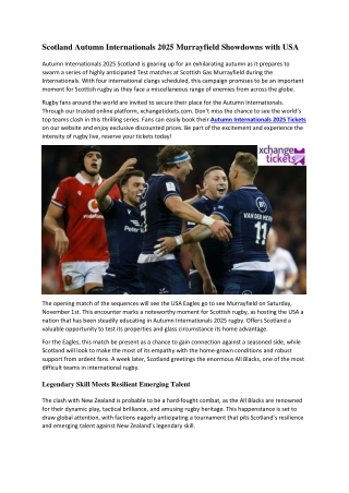 Scotland Autumn Internationals 2025 Murrayfield Showdowns with USA