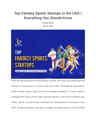 Top Fantasy Sports Startups in the USA- Everything You Should Know in 2025