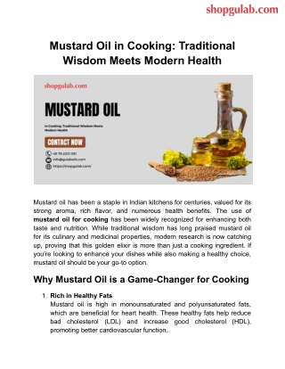Mustard Oil in Cooking_ Traditional Wisdom Meets Modern Health