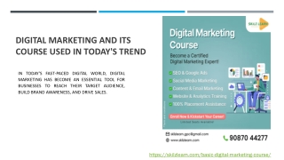 Digital marketing and its course used in today's  trend