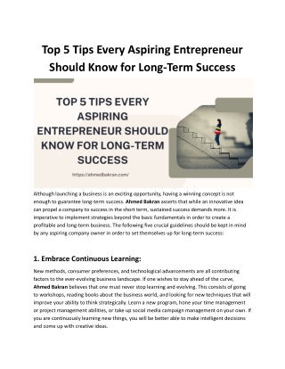 Top 5 Tips Every Aspiring Entrepreneur Should Know for Long-Term Success