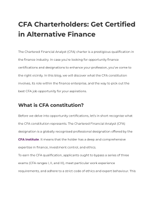 CFA Charterholders_ Get Certified in Alternative Finance