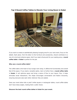Top 5 Round Coffee Tables to Elevate Your Living Room in Dubai