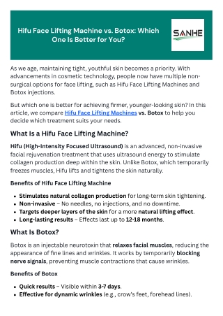 hifu face lifting machine vs botox which