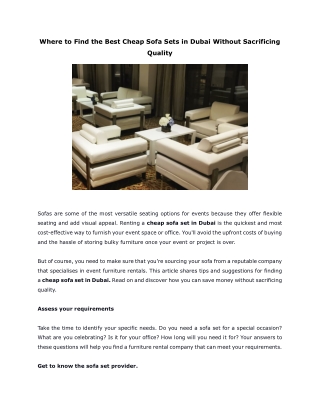 Where to Find the Best Cheap Sofa Sets in Dubai Without Sacrificing Quality