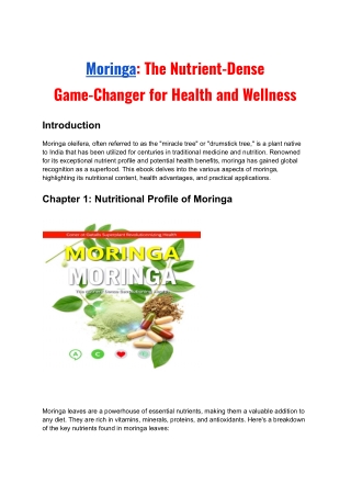 Moringa The Nutrient-Dense Game-Changer for Health and Wellness