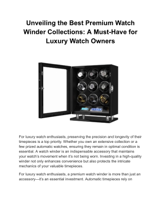 Unveiling the Best Premium Watch Winder Collections_ A Must-Have for Luxury Watch Owners