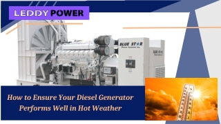 How to Ensure Your Diesel Generator Performs Well in Hot Weather