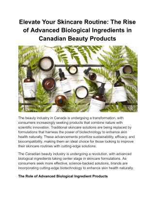 Elevate Your Skincare Routine_ The Rise of Advanced Biological Ingredients in Canadian Beauty Products