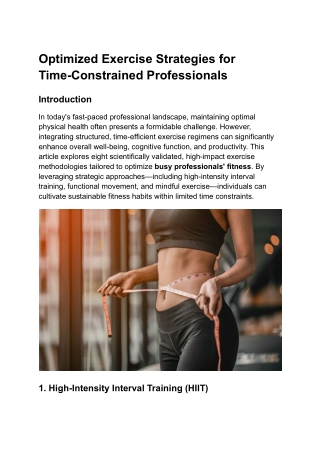optimized exercise strategies for time