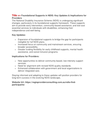 title foundational supports in ndis key updates