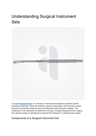 Understanding Surgical Instrument Sets