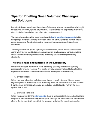 Tips for Pipetting Small Volumes_ Challenges and Solutions
